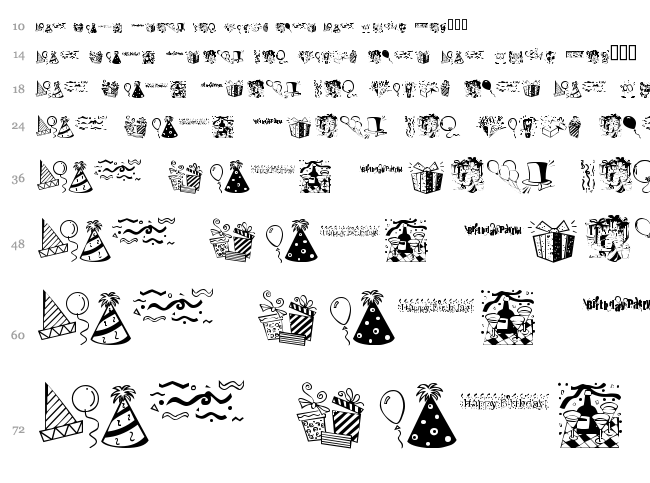 LCR Party Dings font waterfall